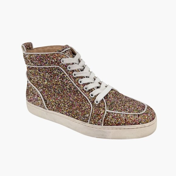 Christian Louboutin Rantus Orlato Glitter High Top Sneakers Size 38 US 8 Women's - Picture 9 of 16